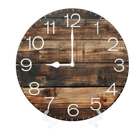 10 Inch Wall Clock, Rustic Vintage Wooden Wall Decor Coastal Decor Nautical Decor, Silent Battery Operated with Large Numerals for Kitchen, Living Room, Bathroom, Bedroom