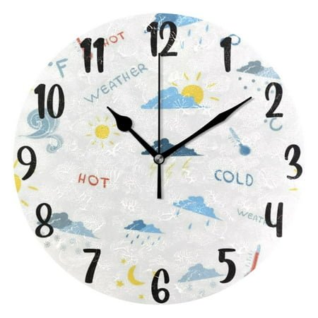 10 Quartz Indoor Wall Clock, Silent Mechanism Clock Weather Forecast