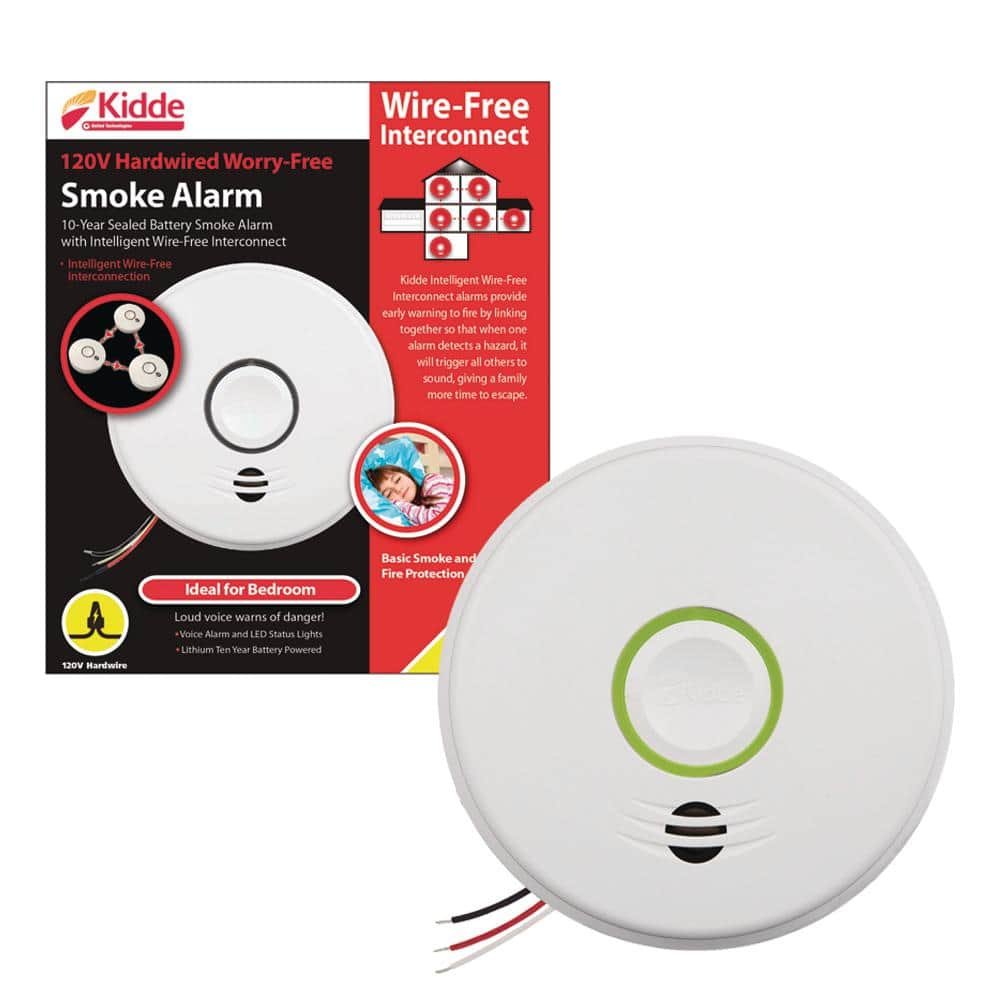 10 Year Worry-Free Hardwired Wireless Interconnected Smoke Detector with Photoelectric Sensor and...