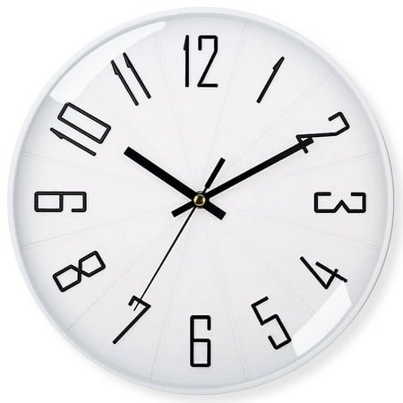 12 inch Modern Quartz Wall Clocks Battery Operated,Silent Non Ticking 3D Numbers Round Wall Clock for Kitchen Bedroom Living Room Office Classroom Decor
