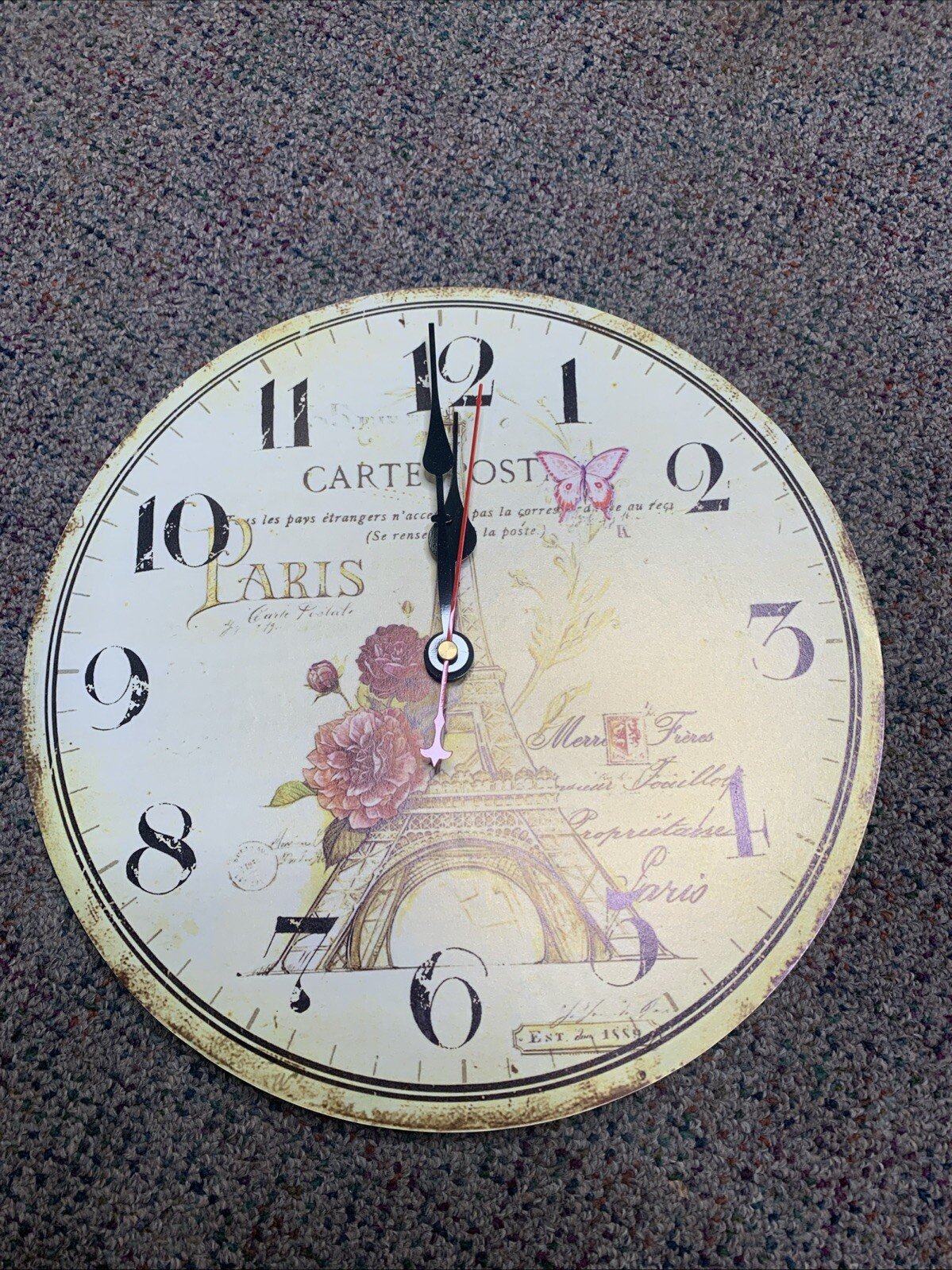 12 Inch Paris Wall Clock, Vintage/Country/French Style Wooden Clock