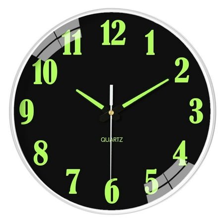 12 Inch Wall Clock Glow in The Dark Large Dial Battery Operated 30cm Wall Hanging Luminous Silent Digital Clock Home Decor