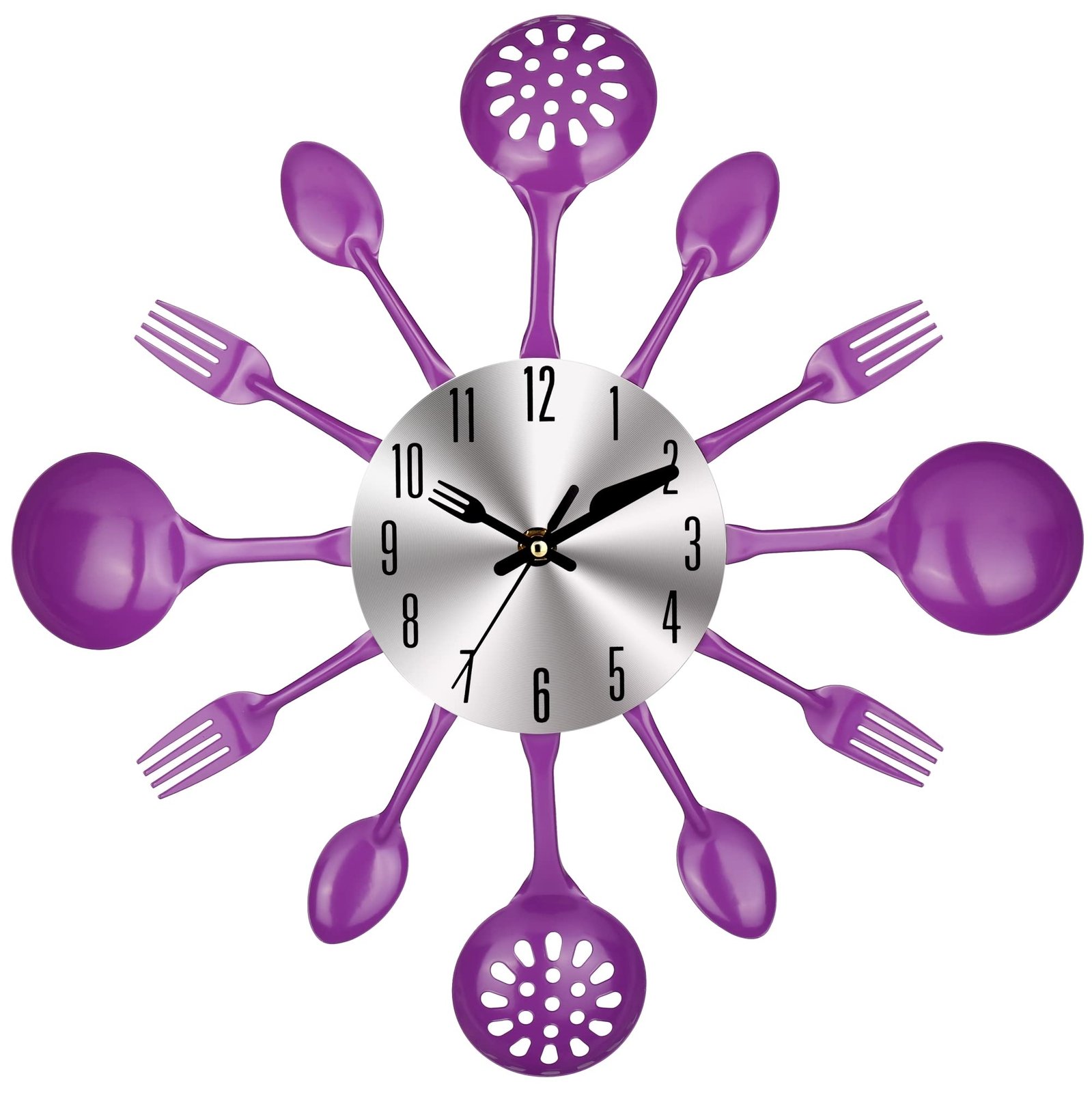 14 Inch Cutlery Kitchen Wall Clock Fork Spoon Dial Silent Battery Operated