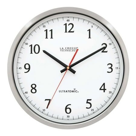 14 in. UltrAtomic Stainless Steel Analog Wall Clock with Shatterproof Lens