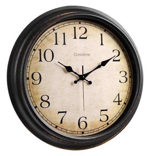 16 Inch Retro Large Wall Clock for Living Room Decor,Battery Operated Silent Non-Ticking Classic Vintage Clocks for Kitchen Fireplace Home, Bronze