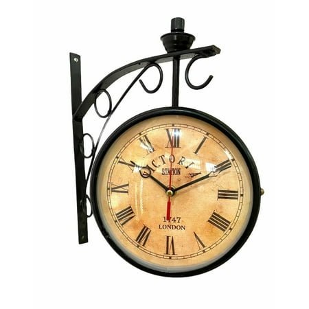 1747 London Victoria Station Double Sided Wall - 6 Inch Nautical Iron Round Station Clock - Antique Table Clock For Bed Room/Living Room-Home & Decor Item