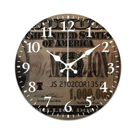 1 Million Dollar Bill Wall Clock Modern Design Clocks Wall Hanging Home Office School Clocks Round PVC Wall Clocks