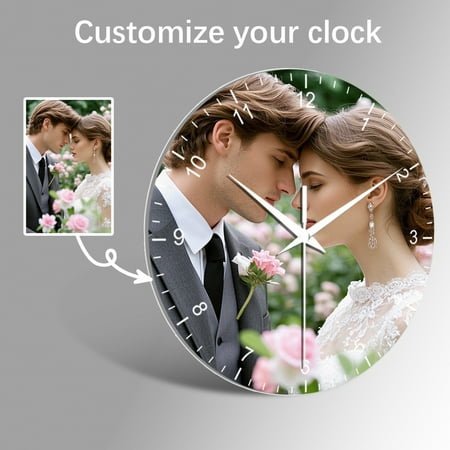 1pc Personalized Quartz Wall Colck, Custom Your Photo on Clocks for Wall Decoration,Gift for Your Family, Friend, Pets,lovers