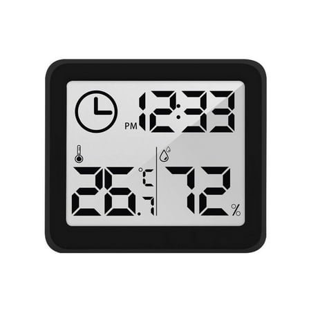 1PCS Mini Thermometer Hygrometer Table Clock Wall Clock Kitchen Time Date Digital Station Calendar Digital Outdoor Thermometer