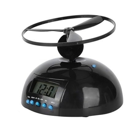 1 Pcs Vibrating Flying Alarm Clock for Heavy Sleepers - Rotating Runaway Helicopter Design with LCD Display, Multi-Purpose Wake-Up Gadget for Bedroom Office Home School