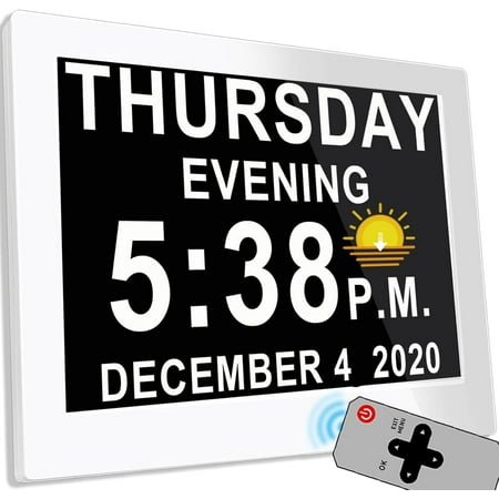 2025 Digital Teaching Clock Talking Time, 24 Alarms Custom Reminders, Checklist to-Do List, Auto DST & Calendar Display, Sleep Trainer, Easy to Use for Kids Birthday Gift- White with Remote