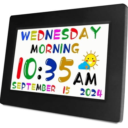 2025 Digital Teaching Clock Talking Time, 24 Alarms Custom Reminders, Checklist to-Do List, Auto DST & Calendar Display, Sleep Trainer, Easy to Use for Kids Birthday Gift- Black with Remote