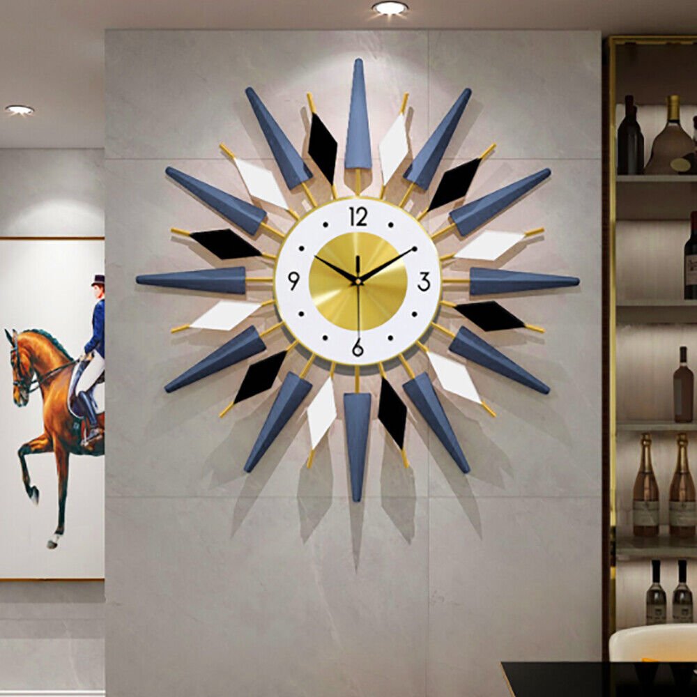 23.6 Inch Large Retro Metal Art Clock Mid Century Modern Wall Vintage Wall Clock