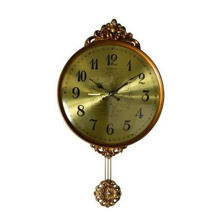 23 x 13 in. Gold Wall Clock with Pendulum