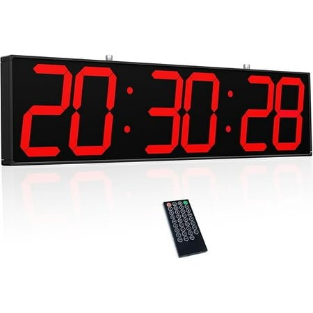 29‘’in Double Sided Digital Wall Clock, Multifunctional Led Large Clock with Timer, Temperature and Date Display, Hanging Digital Clock Large Display for Corridors, Hospitals (Red)