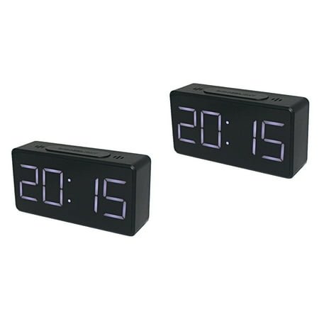 2 Count Mirror Clock Radio Controlled Alarm Student Office Black