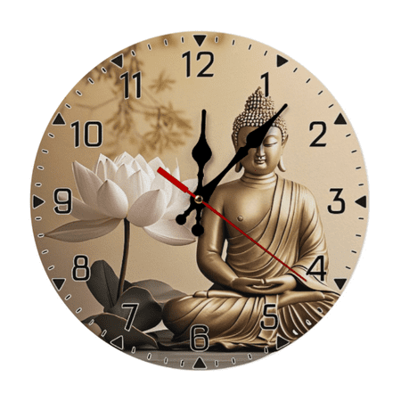 2D Silent Buddha Statue Wall Clock - Yoga & Faith Inspired, Perfect for Living Room, Bedroom, Kitchen, Office Decor - 9.8 Inch(AA Battery Not Included)
