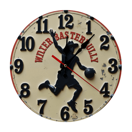 2D Silent Wall Clock Basketball Player Design with WILTER BASTERBULLY Text for Living Room, Bedroom, Office & Sports-Themed Decor,10 Inches (AA Not Included)