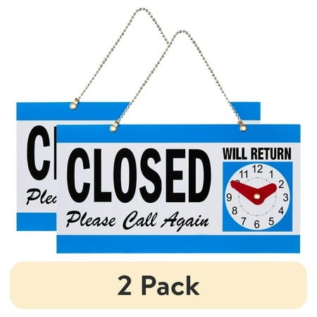(2 pack) Pen+Gear Reversible Open & Closed Sign, 5.9 x 11.4 in, Durable PP Material, Customizable Clock