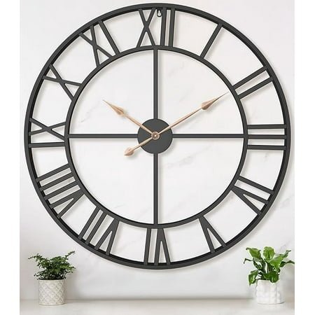 36 Inch Extra Oversized Large Giant Modern Decorative Wall Clock,Vintage Industrial Farmhouse Black Metal Big Roman Numeral Large Clocks for Living Room Decor,Entrance Fireplace,Dinng Room