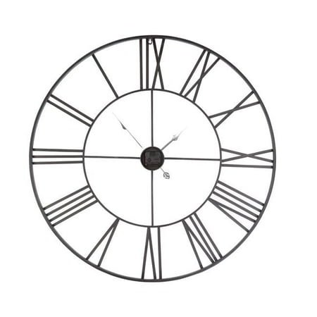 36 in. Solange Round Metal Wall Clock, Light Gray