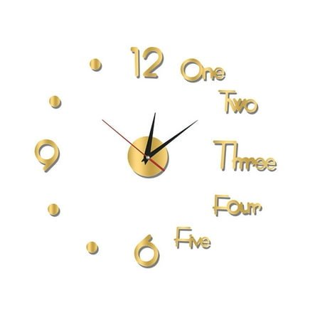 3D Modern Frameless DIY Acrylic Wall Clock Home Decor for Living Room Bedroom Kitchen Wall Decor Housewarming Gift, Gold