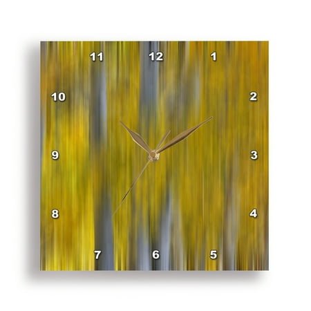 3dRose, California, June Lake. Aspens in Fall golden color, blur motion, 10x10 Wall Clock