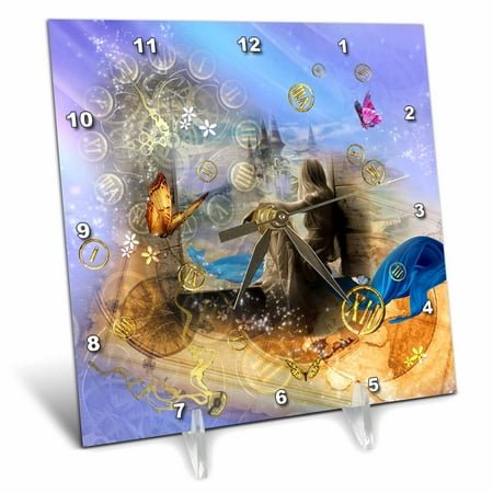 3dRose Cinderella - Desk Clock, 6 by 6-inch