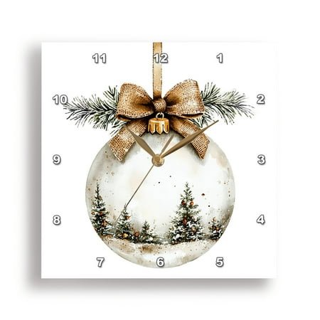 3dRose, Cottagecore Christmas Ornament With An Image Of Burlap Bow, 10x10 Wall Clock