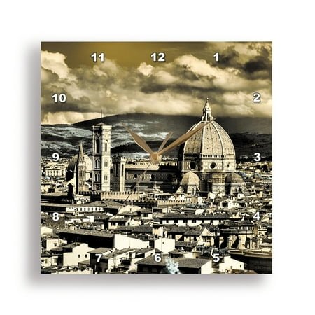 3dRose, Italy, Florence. Infrared from across the Arno River, 13x13 Wall Clock