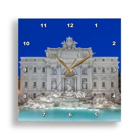 3dRose, Italy, Rome, Trevi Fountain., 10x10 Wall Clock