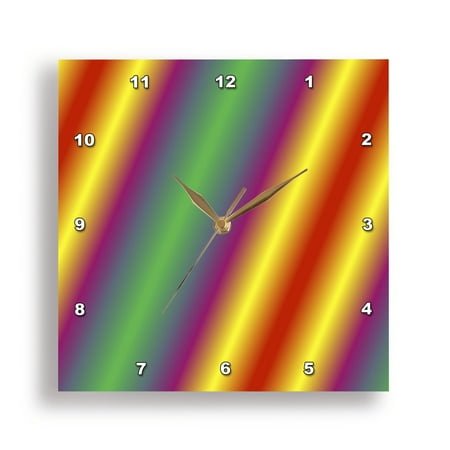 3dRose, Neon Rainbow, 10x10 Wall Clock