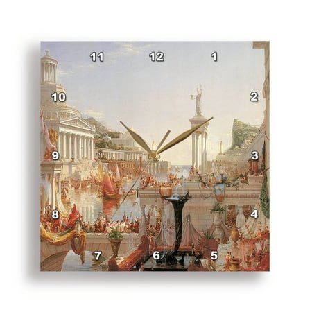 3dRose, The Course of Empire, The Consummation of Empire by Thomas Cole American Artist, 15x15 Wall Clock