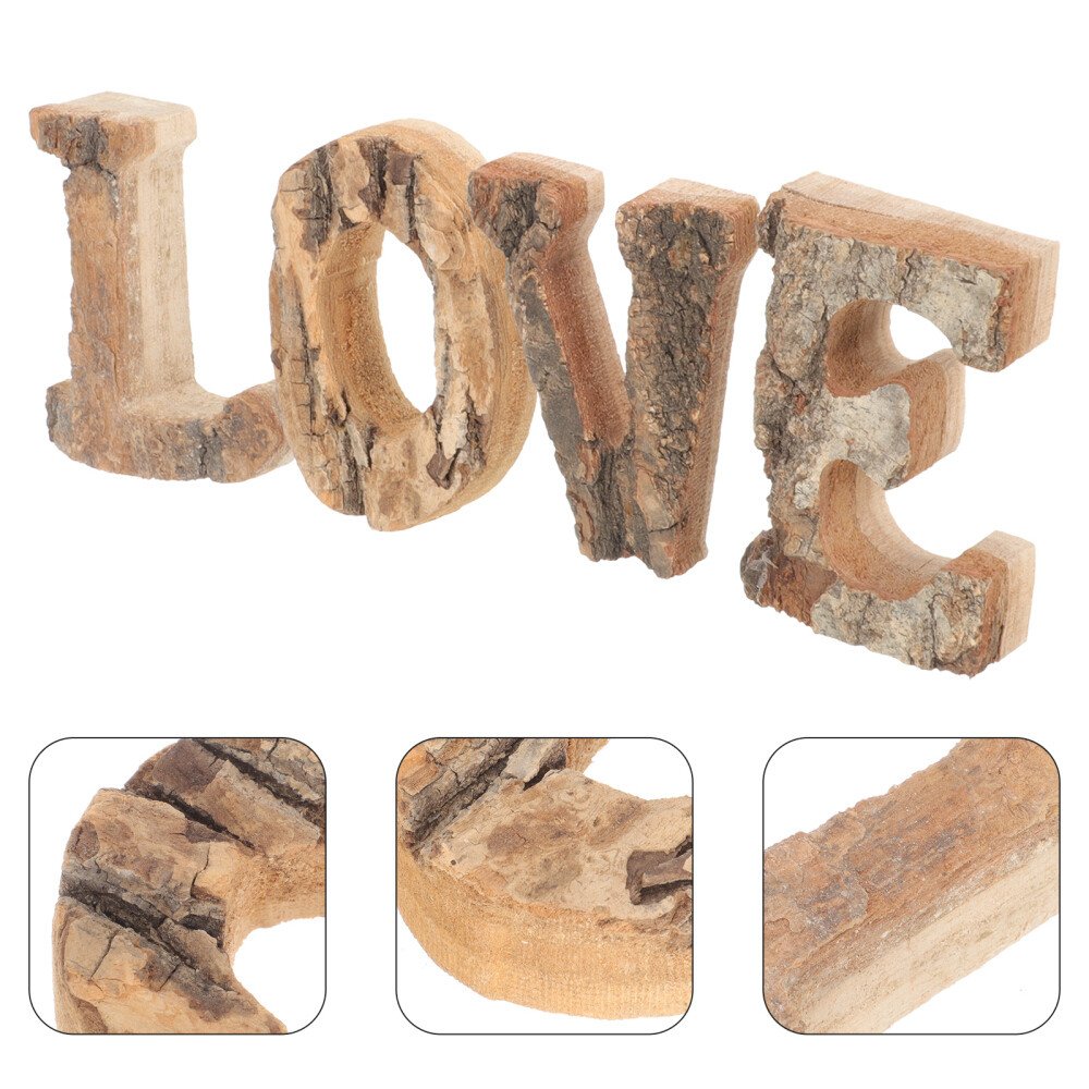 4 Pcs Wooden Letter Decoration Office Valentines Day Home Decorations
