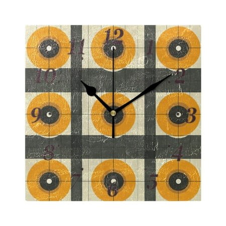 7.78in Retro Circular Pattern Square Wall and Table Clock Dual Use Vintage Design in Black or Gold