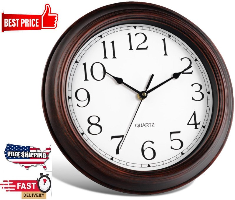 8.5 Inch Retro Rustic Style Decorative Wall Clock, Silent, (Bronze)