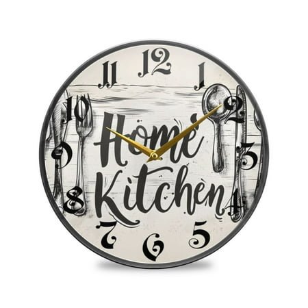 9.5 Round Silent Wall Clocks Art Retro Home Kitchen on Wood Acrylic Battery Operated Clock Non-Ticking Clocks Bedroom Living Room Home Decorative