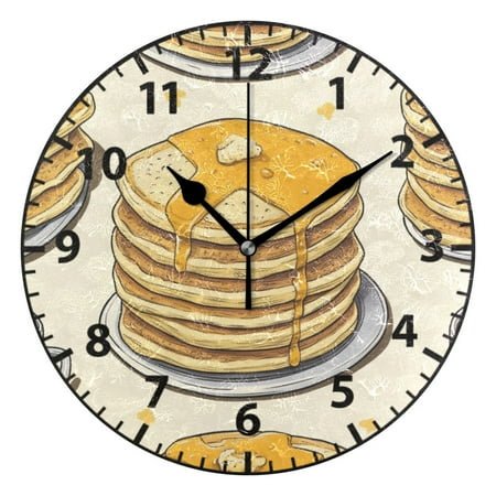 9.84in Food Pattern Design PVC Canvas Wall and Table Clock with Canvas Texture, Black or Gold Hands