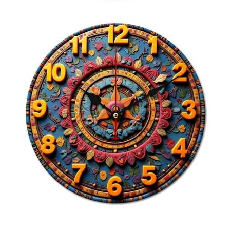 9.8 Inch Round Wooden Wall Clock - Silent Sweep Frameless Retro Minimalist Decor for Bedroom, Living Room & Office