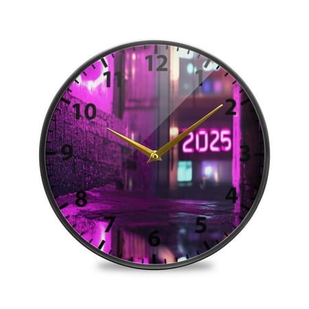 Acrylic Wall and Table Clock Neon Lights 2025 9.5in Modern Decor with Golden Hands