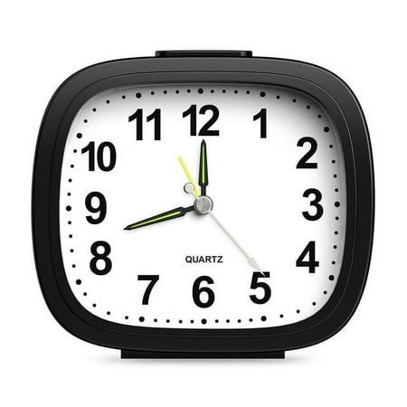 Alarm Clock, AMIR Silent Non Ticking Alarm Clock with Snooze & Night Light Alarm Clock for Kids Heavy Sleepers Bedroom Bedside Office Black