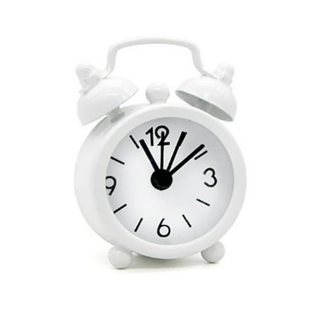 Alarm Clock Bedside Mini Metal Small Alarm Clock Creative Blue Quartz Round Alarm Clock Portable Desktop Decoration Home Decoration Clock for Bedrooms, Table, Home