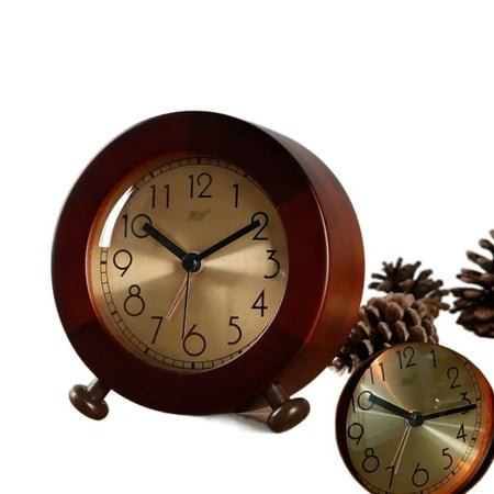 Alarm Clock Bedside Wooden Alarm Clock, Silent Non Ticking Small Clock with Night Light, Battery Operated, Suitable for Bedrooms, Office Desks Clock for Bedrooms, Table, Home