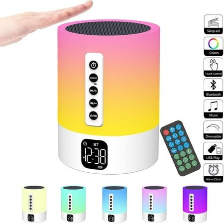 Alarm Clock Bluetooth Speaker, Best Gift for Those Who Love Dimmable Multi-color Changing & Super Long Lighting