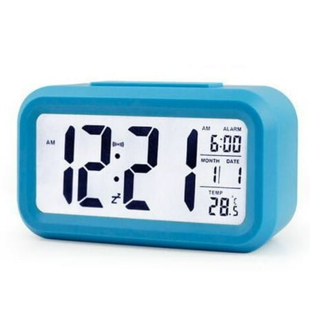 Alarm clock digital clock digital alarm clock silent backlit electronic clock blue English version