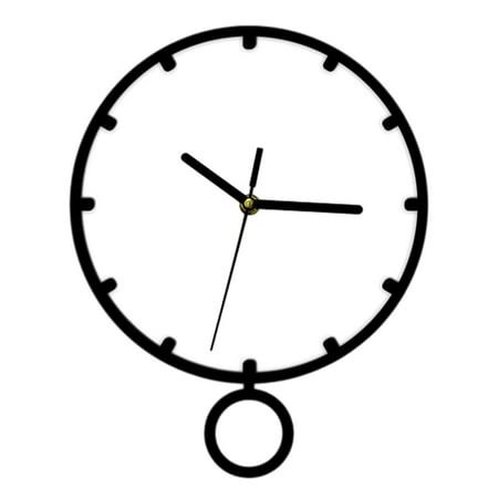 Almencla Wall Clock with Pendulum Acrylic Round Silent for Living Room Kitchen Office White