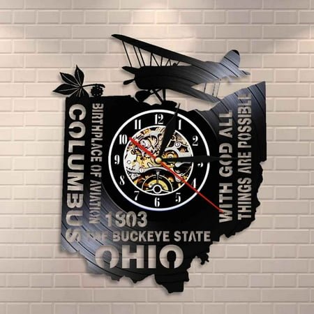 Amblelife With God All Things Are Possible The Buckeye State Ohio Wall Clock Birthplace Of Aviation Columbus Vinyl Record Wall Clock Watch