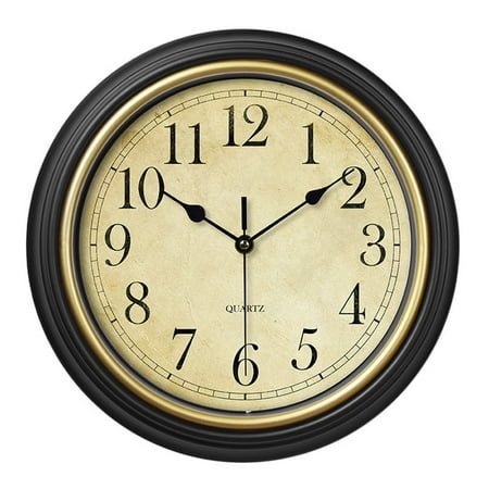 Antique Round Double-Sided Wall Hanging Clock – Retro Station Design with Silent Mechanism, Chandelier Scrolls for Timeless Home Wall Decor and Functionality, 1