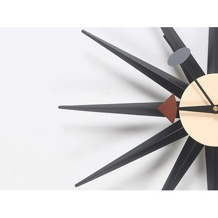 Art Decorative Modern Silent Wall Clocks for Home, Kitchen, Living Room, Office etc., Colorful Wooden Mid Century Retro Design(Full Range Available) (Sunburst Clock Blue)