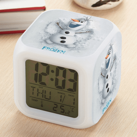 BAIZOHAI Digital Alarm Clock for Kids, Cartoon Frozen Pattern 7 LED Color Changing Wake Up Clock with Thermometer Function and Night Light, Gift for Boys Girls A93-558 DSN529-655